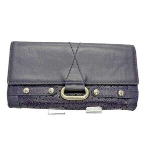Jimmy Choo Leather Long Bifold Wallet Purple – Authentic Designer Wallet/33